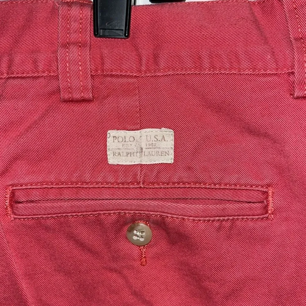 Red Mauve Mens Polo Ralph Lauren Flat Front 8” Bermuda Chino Khaki Shorts 38